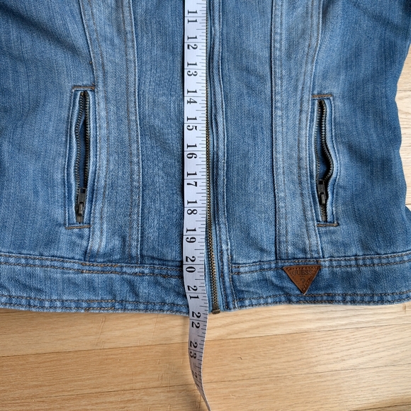 Guess Jeans Y2K Zip-Front Denim Moto Jacket - Medium Wash Size Small - Picture 6 of 6